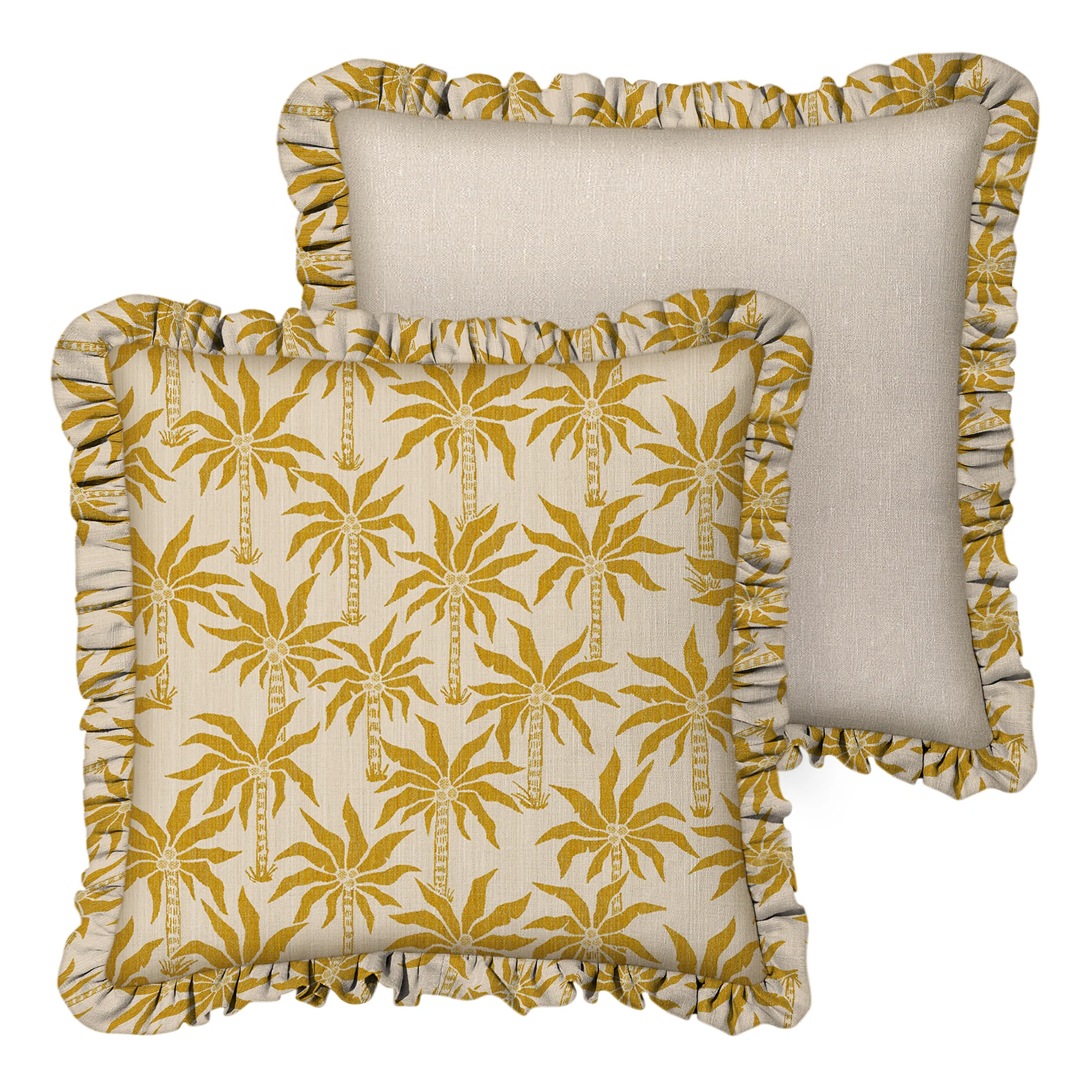 Cushion Laura Mustard & Ecru (45x45cm) - Image 5
