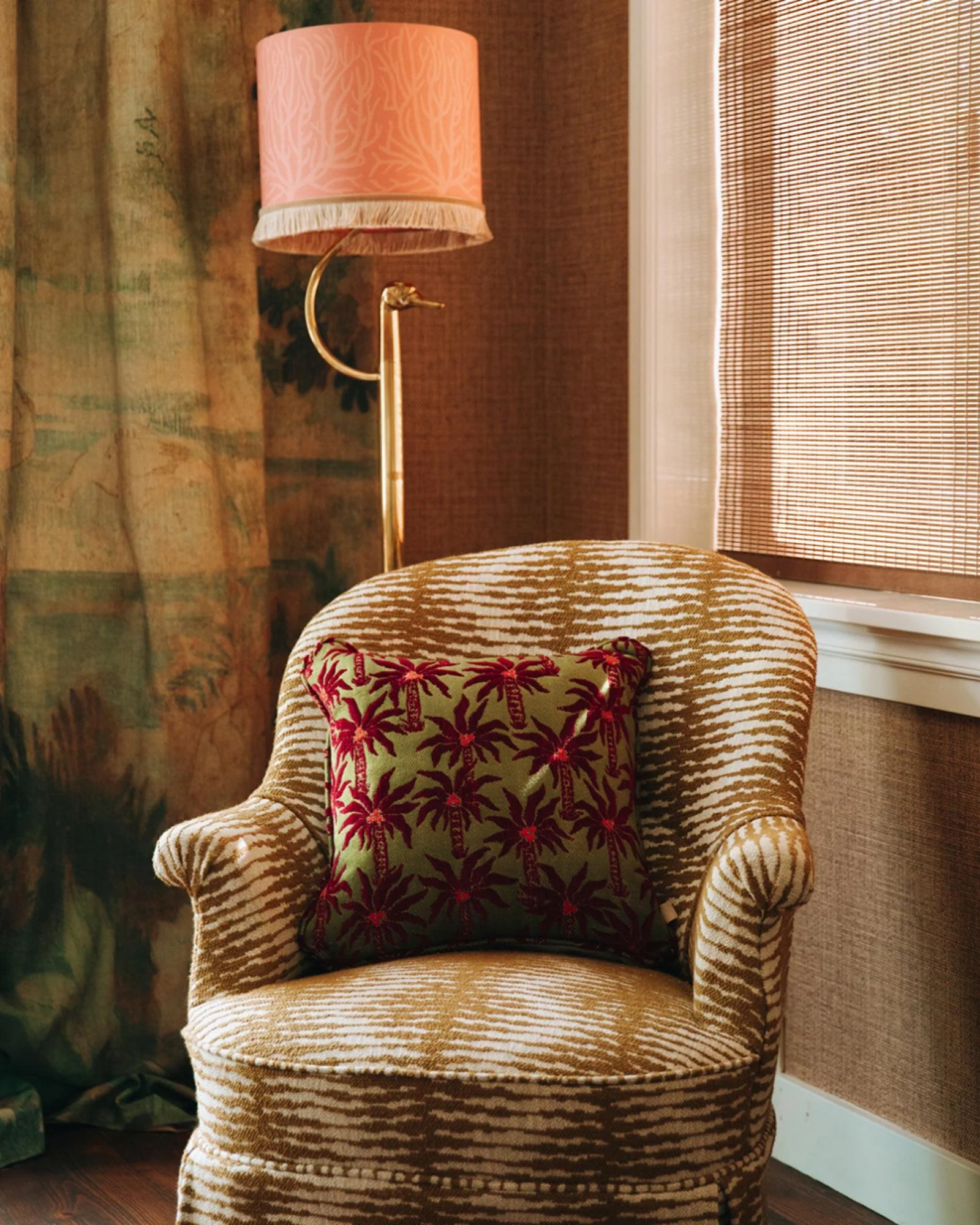 Cushion Laura Olive & Bordeaux - Image 4
