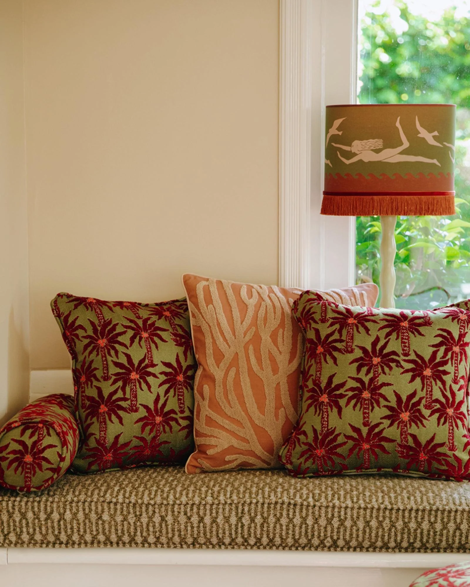 Cushion Laura Olive & Bordeaux - Image 6