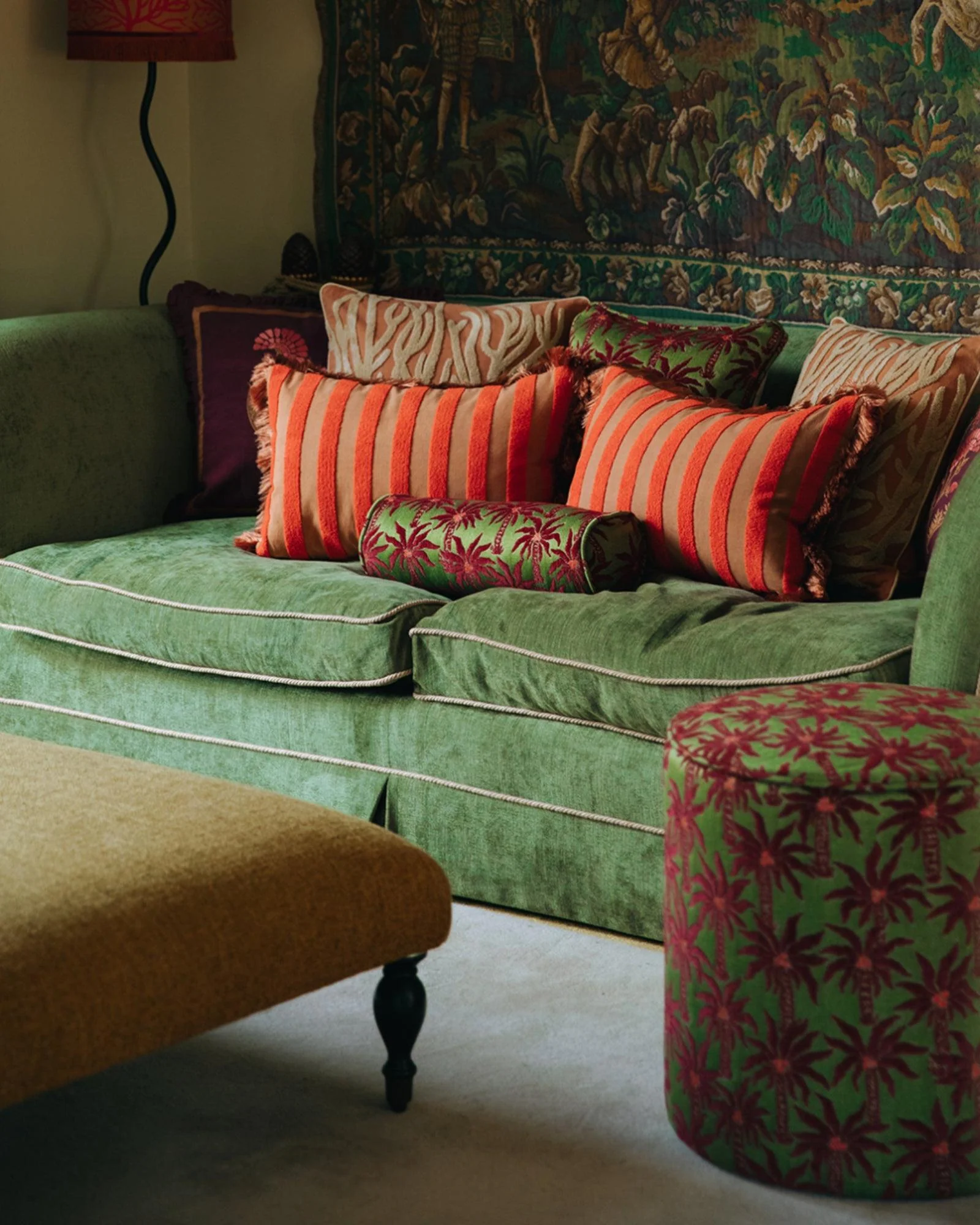 Cushion Laura Olive & Bordeaux - Image 7