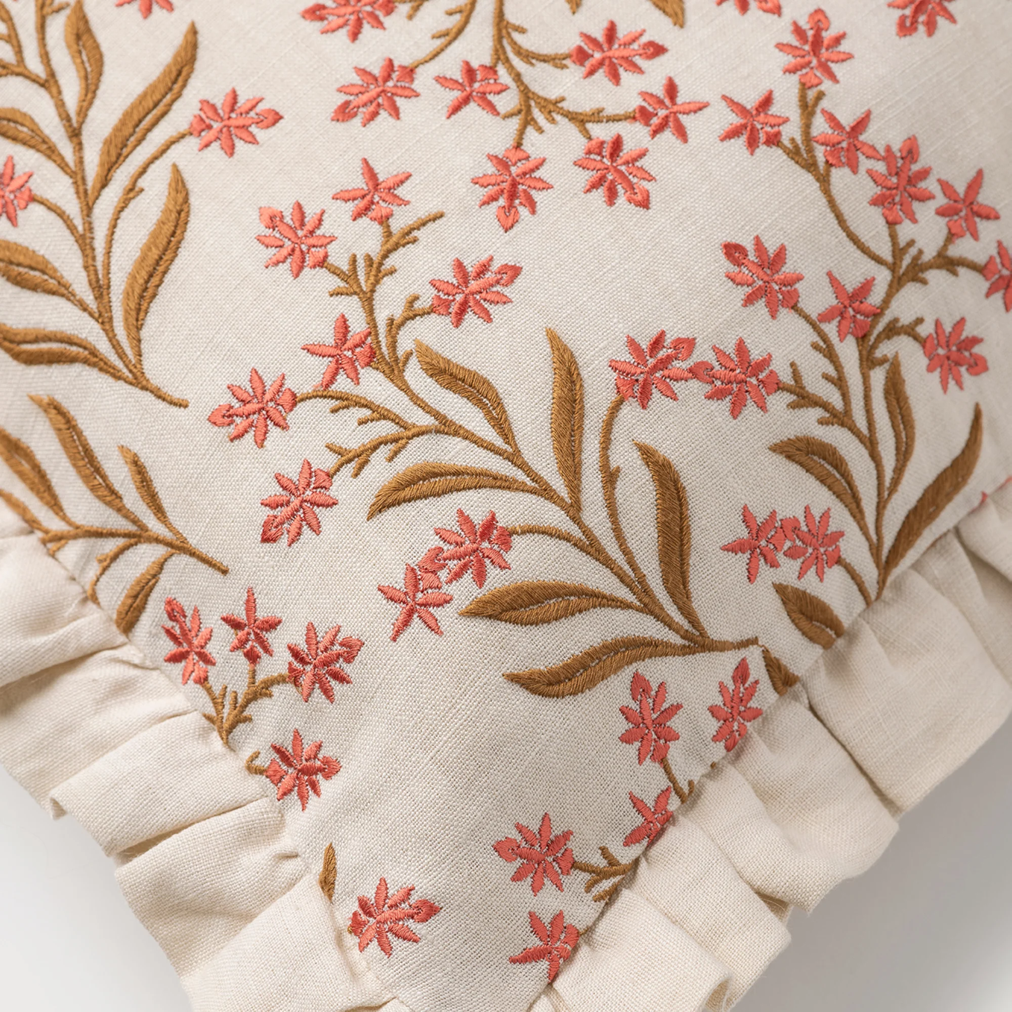 Cushion Audrey Coral & Ecru - Image 7