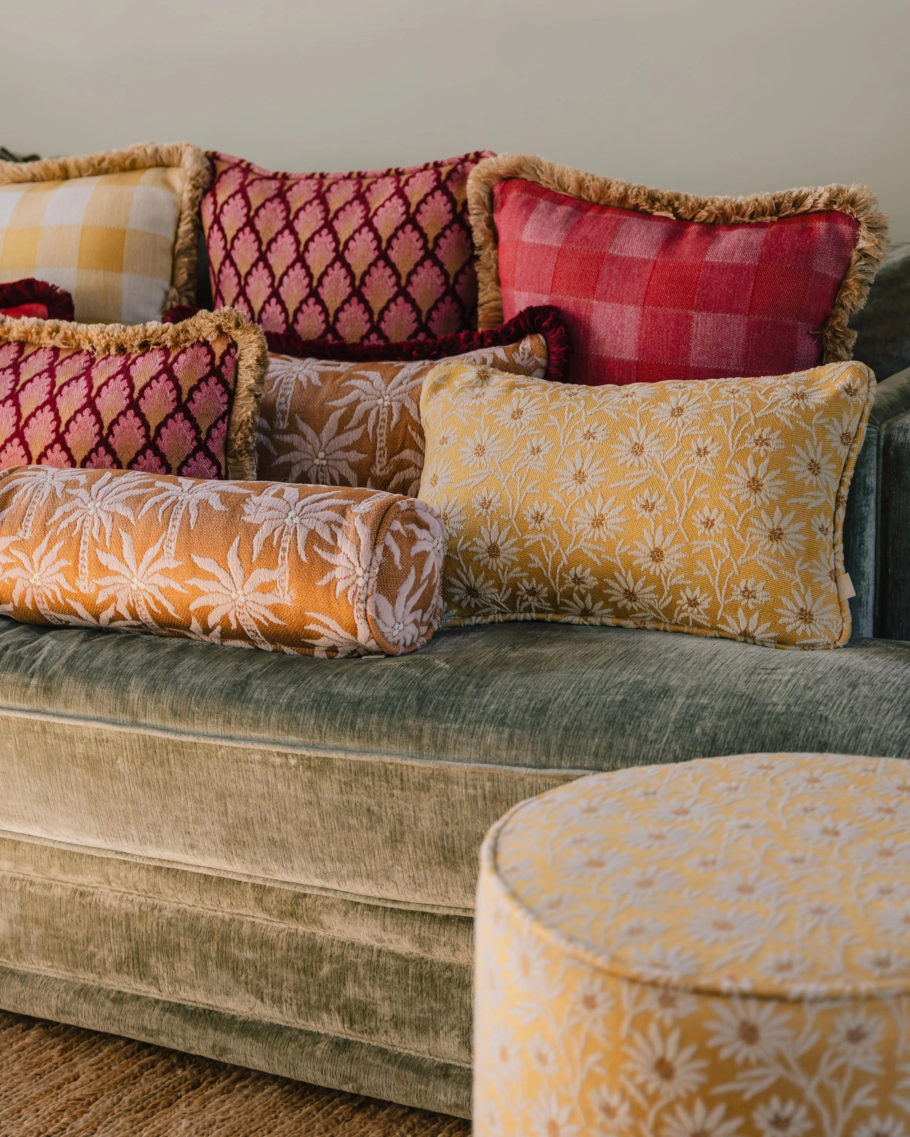 Double sided cushion Brigitte Sunflower & Ecru x Lauren Sand & Ecru - Image 4