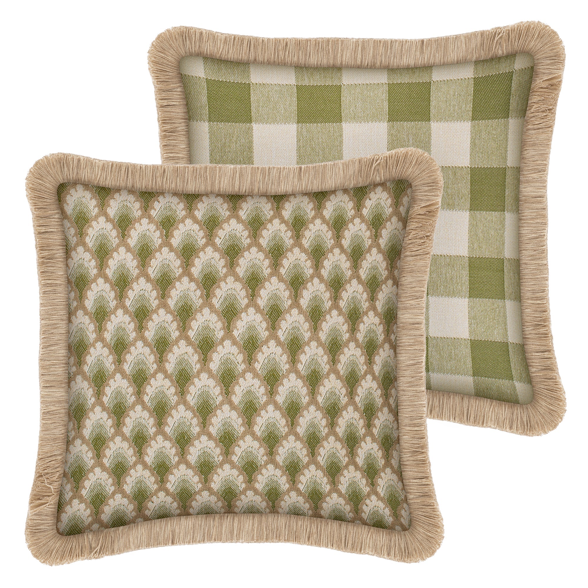 Double sided cushion Jessica Olive & Ecru x Brigitte Olive & Ecru