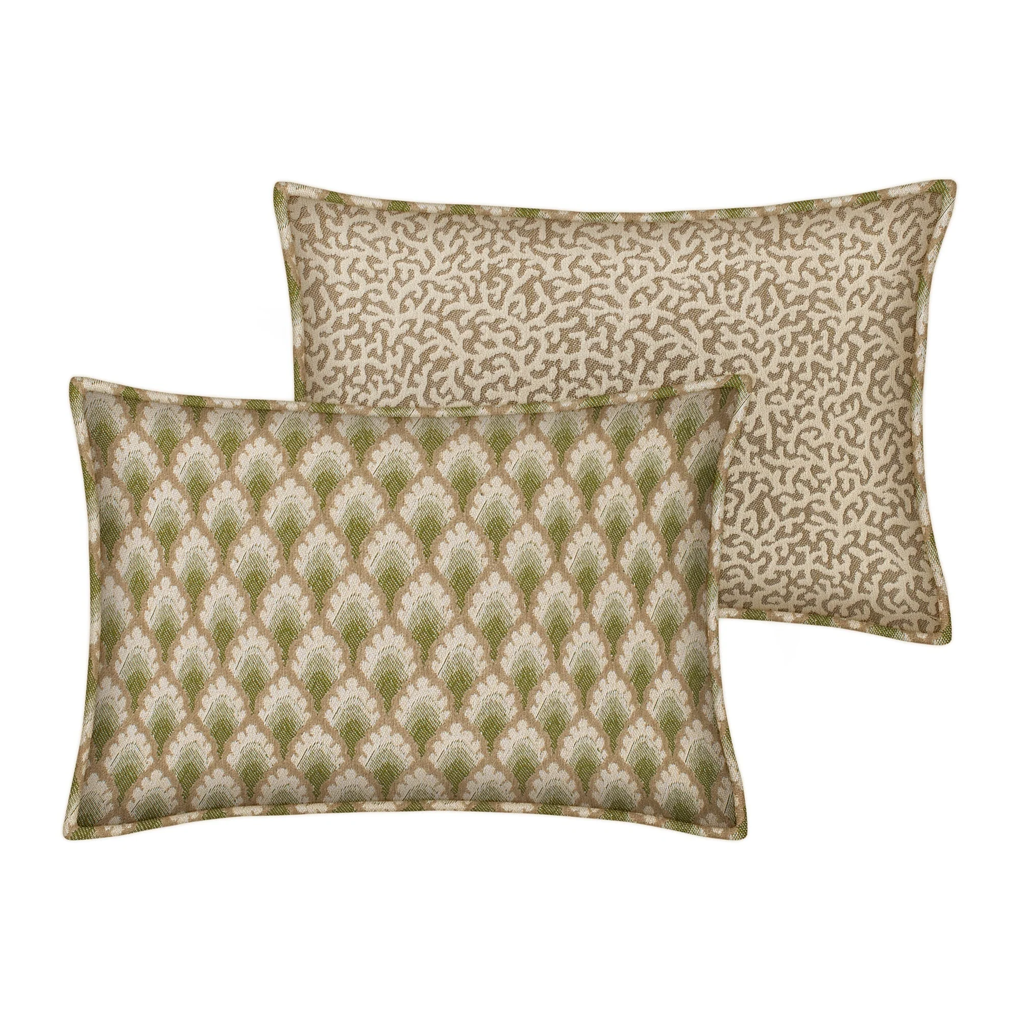 Double sided cushion Jessica Olive & Ecru x Lauren Sand & Ecru
