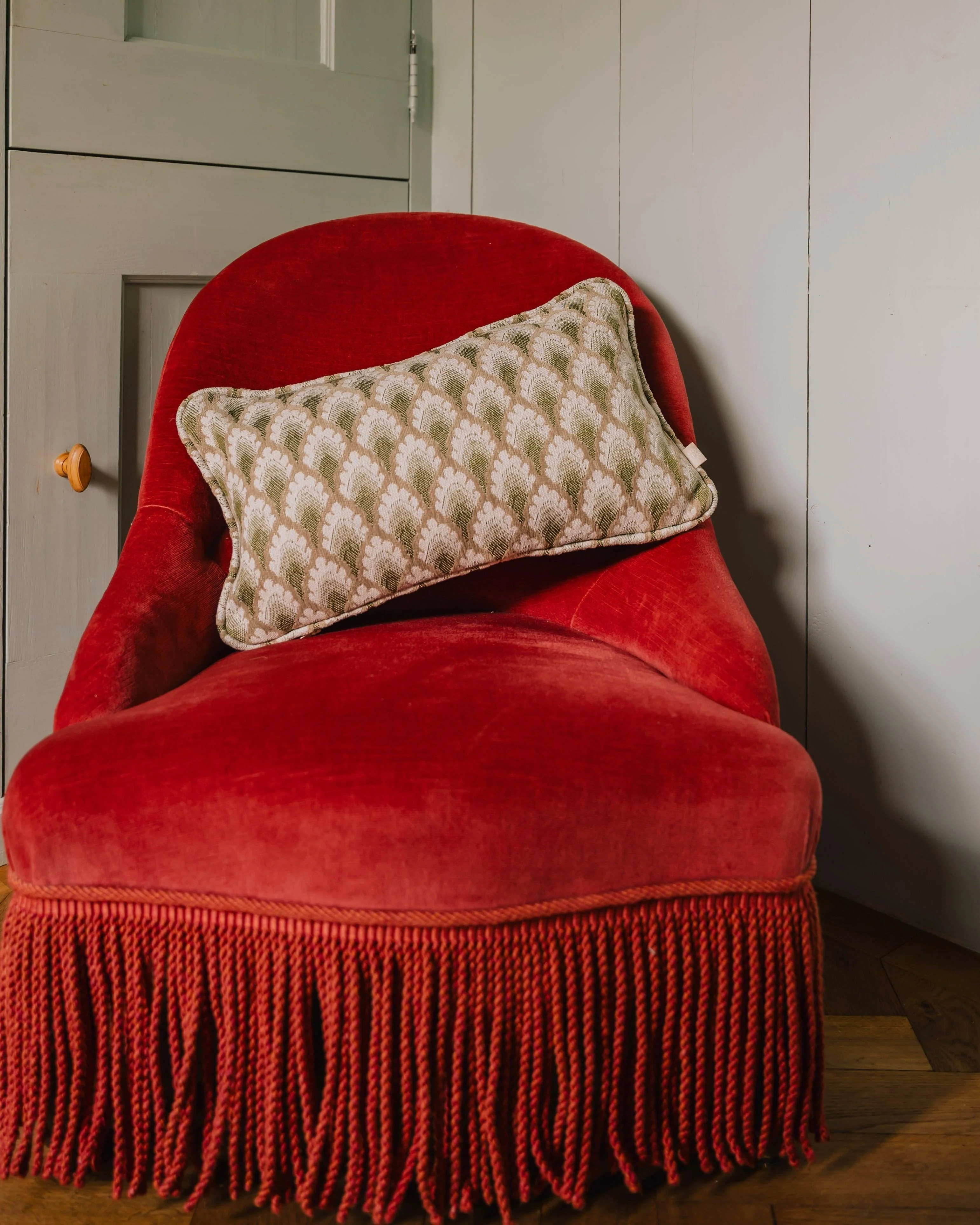 Double sided cushion Jessica Olive & Ecru x Lauren Sand & Ecru - Image 6