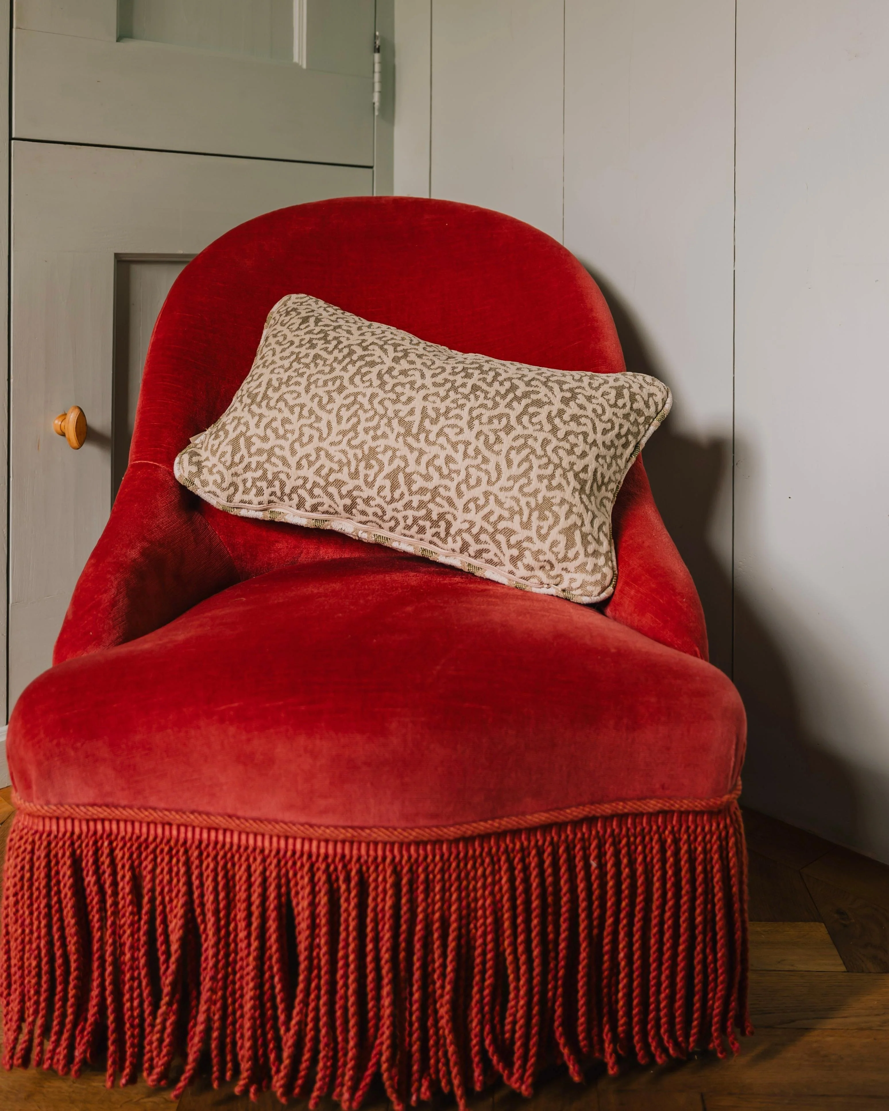 Double sided cushion Jessica Olive & Ecru x Lauren Sand & Ecru - Image 7