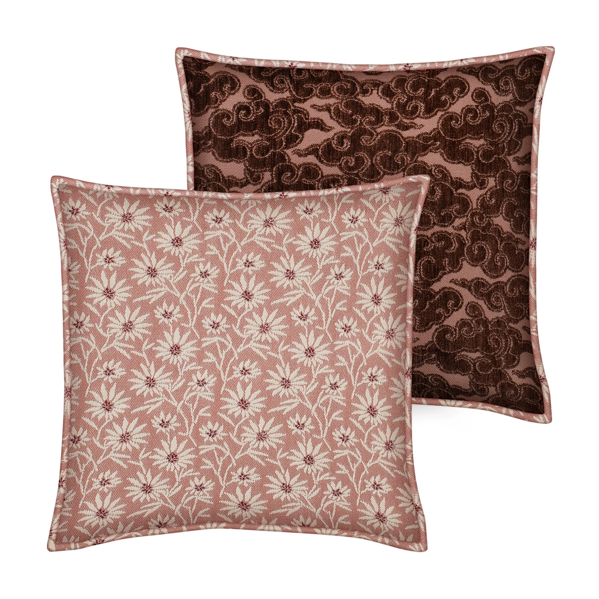 Double sided cushion Mako Rose & Ecru x Yin Chocolate & Rose